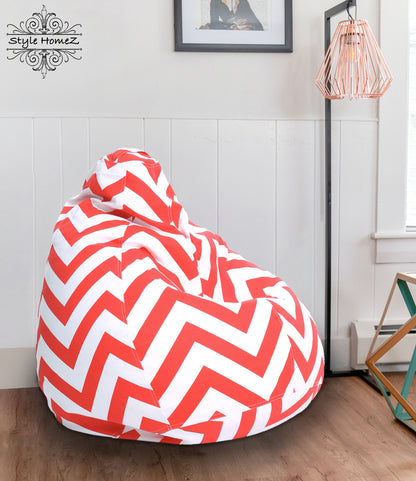 Style Homez Classic Premium Cotton Canvas Stripes Printed Bean Bag XL Size Filled with Beans Fillers