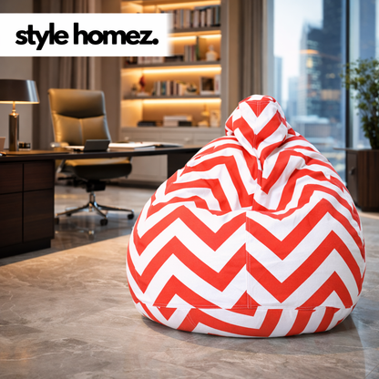 Style Homez Classic Premium Cotton Canvas Stripes Printed Bean Bag XL Size Filled with Beans Fillers