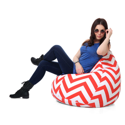Style Homez Classic Premium Cotton Canvas Stripes Printed Bean Bag XL Size Filled with Beans Fillers