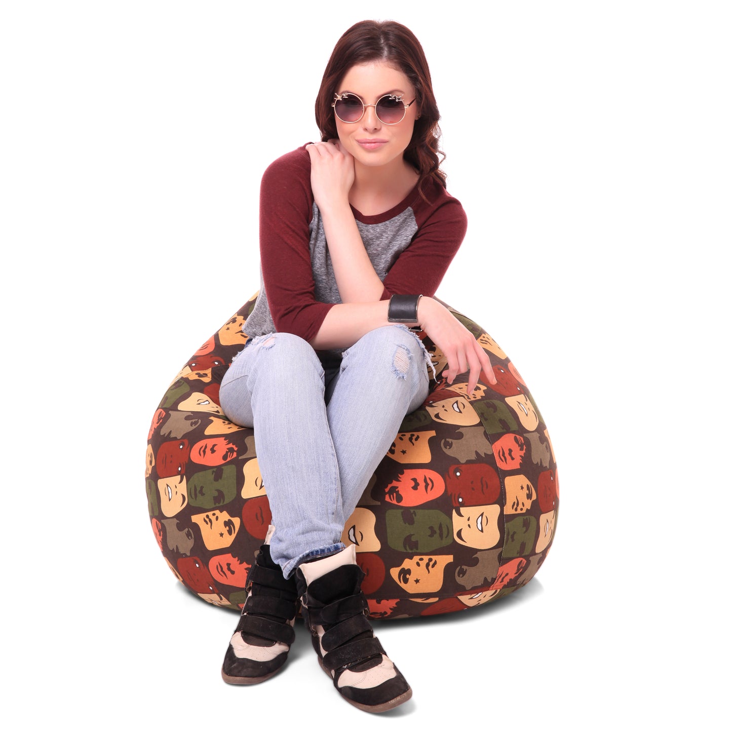 Style Homez Classic Premium Cotton Canvas Abstract Printed Bean Bag XL Size Filled with Beans Fillers