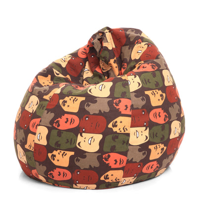 Style Homez Classic Premium Cotton Canvas Abstract Printed Bean Bag XL Size Filled with Beans Fillers