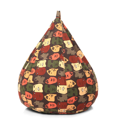 Style Homez Classic Premium Cotton Canvas Abstract Printed Bean Bag XL Size Filled with Beans Fillers