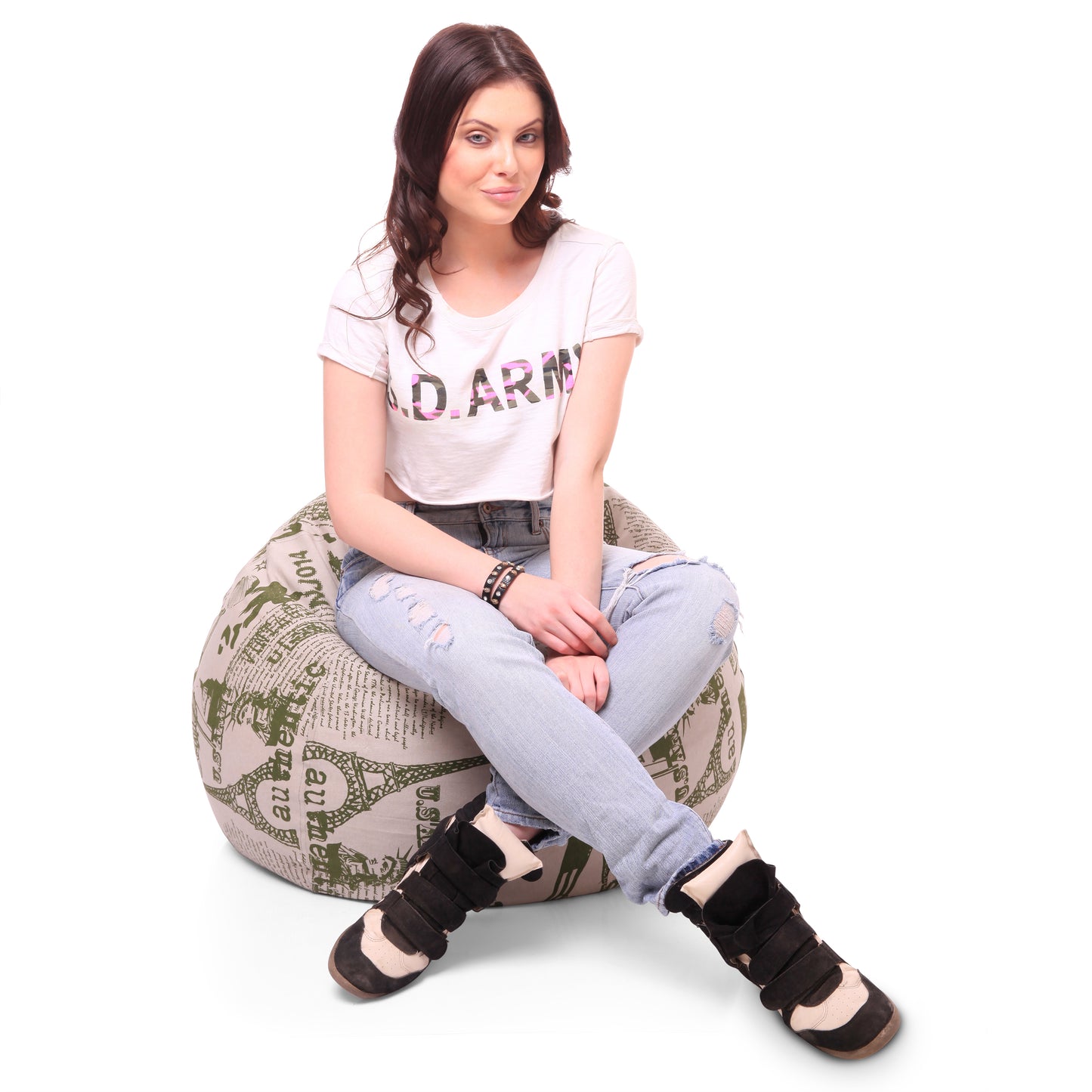 Style Homez Classic Premium Cotton Canvas Abstract Printed Bean Bag XL Size Filled with Beans Fillers
