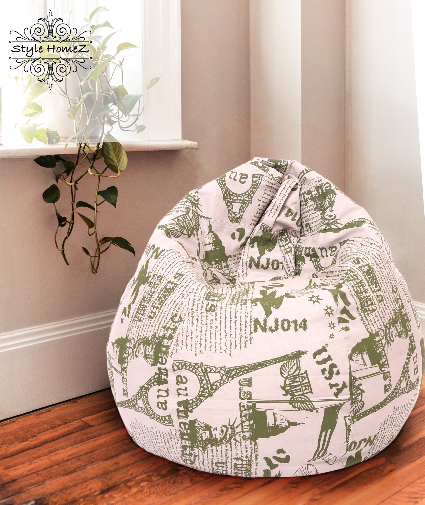 Style Homez Classic Premium Cotton Canvas Abstract Printed Bean Bag XL Size Filled with Beans Fillers