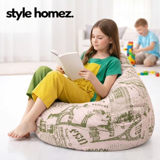 Style Homez Classic Premium Cotton Canvas Abstract Printed Bean Bag XL Size Filled with Beans Fillers
