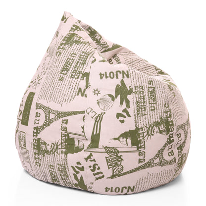 Style Homez Classic Premium Cotton Canvas Abstract Printed Bean Bag XL Size Filled with Beans Fillers