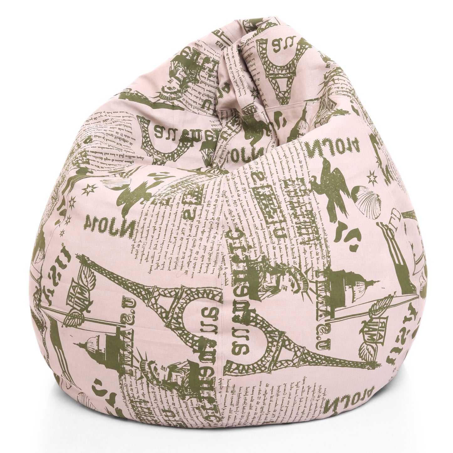 Style Homez Classic Premium Cotton Canvas Abstract Printed Bean Bag XL Size Filled with Beans Fillers