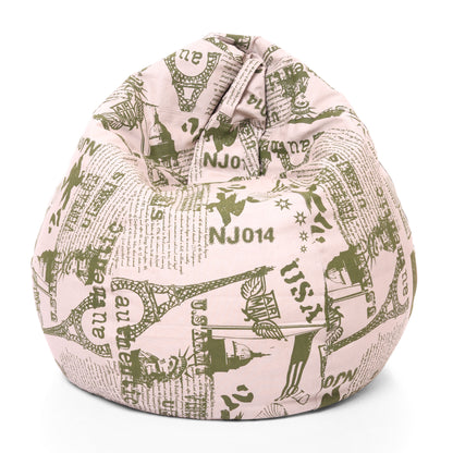 Style Homez Classic Premium Cotton Canvas Abstract Printed Bean Bag XL Size Filled with Beans Fillers