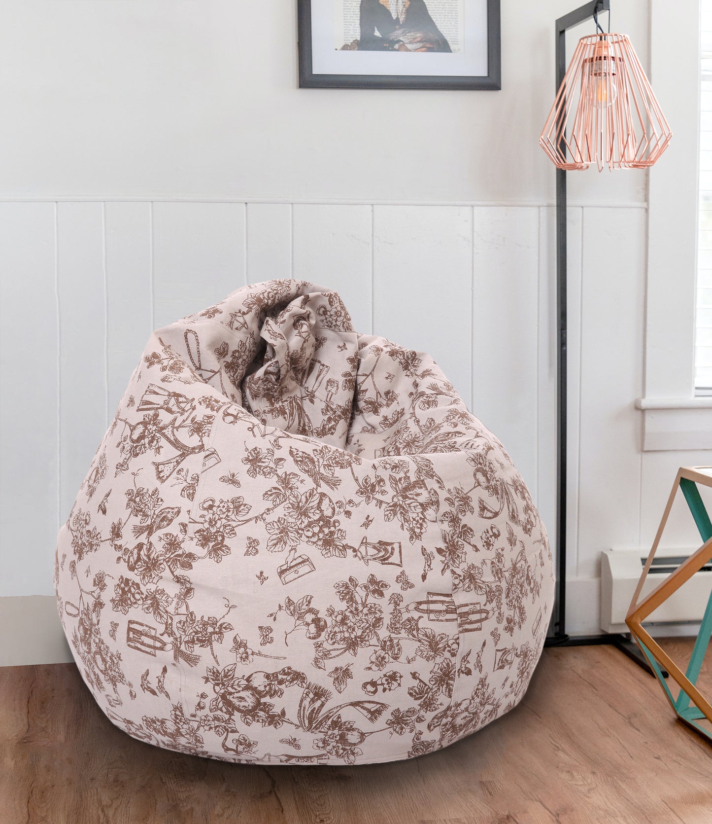 Style Homez Classic Premium Cotton Canvas Abstract Printed Bean Bag XL Size Filled with Beans Fillers