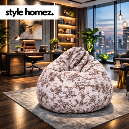 Style Homez Classic Premium Cotton Canvas Abstract Printed Bean Bag XL Size Filled with Beans Fillers