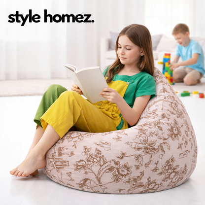 Style Homez Classic Premium Cotton Canvas Abstract Printed Bean Bag XL Size Filled with Beans Fillers
