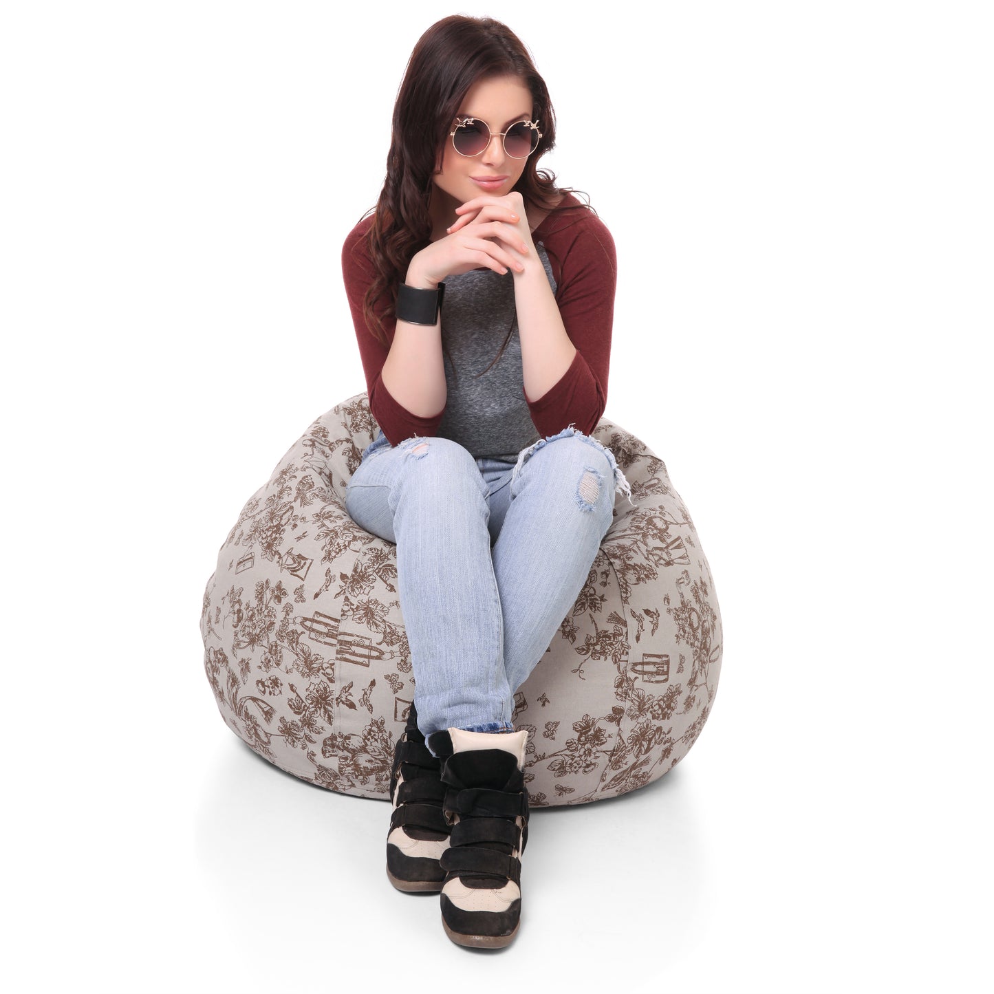Style Homez Classic Premium Cotton Canvas Abstract Printed Bean Bag XL Size Filled with Beans Fillers