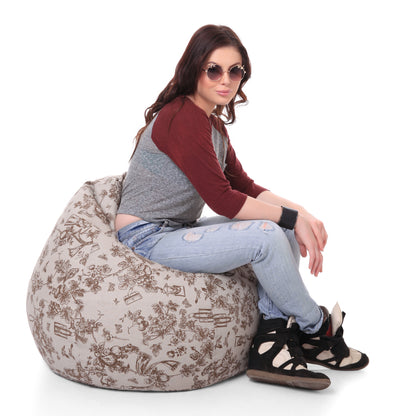 Style Homez Classic Premium Cotton Canvas Abstract Printed Bean Bag XL Size Filled with Beans Fillers