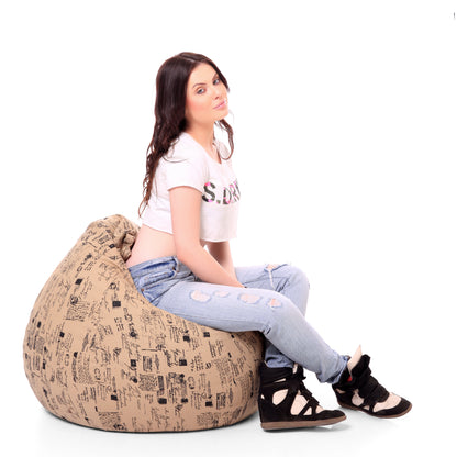 Style Homez Classic Premium Cotton Canvas Abstract Printed Bean Bag XL Size Filled with Beans Fillers