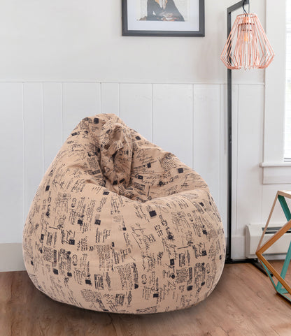Style Homez Classic Premium Cotton Canvas Abstract Printed Bean Bag XL Size Filled with Beans Fillers