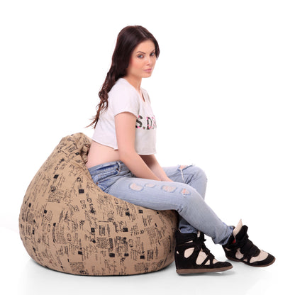 Style Homez Classic Premium Cotton Canvas Abstract Printed Bean Bag XL Size Filled with Beans Fillers