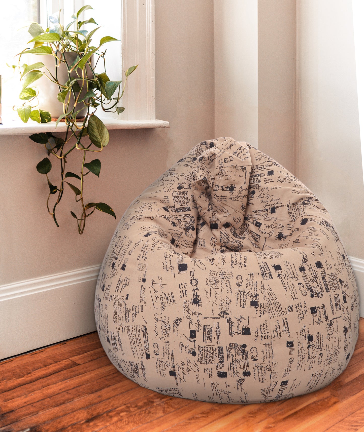 Style Homez Classic Premium Cotton Canvas Abstract Printed Bean Bag XL Size Filled with Beans Fillers