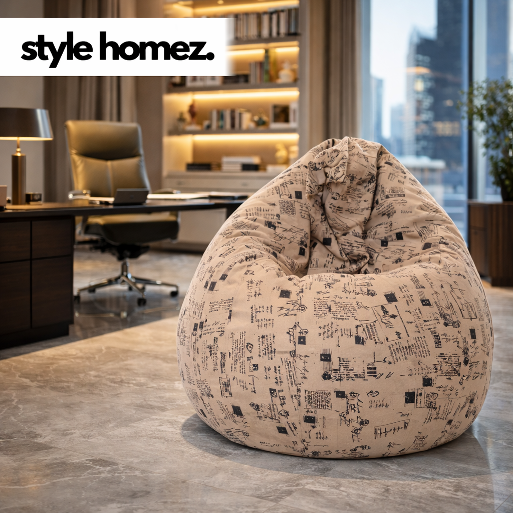 Style Homez Classic Premium Cotton Canvas Abstract Printed Bean Bag XL Size Filled with Beans Fillers