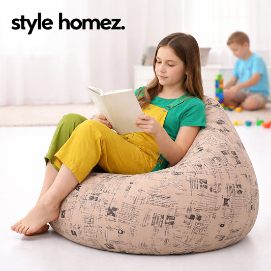 Style Homez Classic Premium Cotton Canvas Abstract Printed Bean Bag XL Size Filled with Beans Fillers