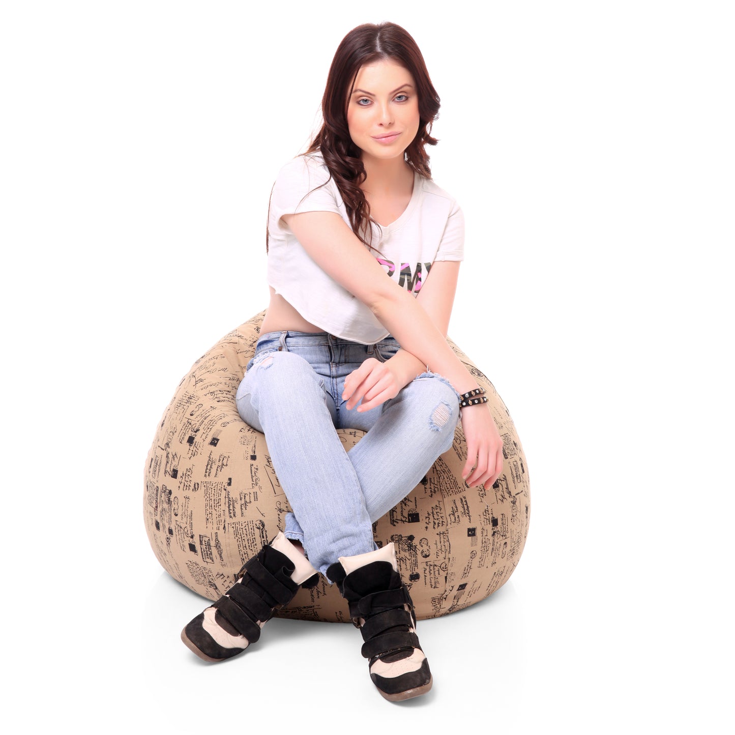 Style Homez Classic Premium Cotton Canvas Abstract Printed Bean Bag XL Size Filled with Beans Fillers