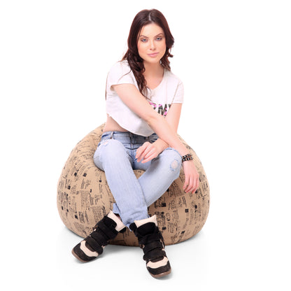 Style Homez Classic Premium Cotton Canvas Abstract Printed Bean Bag XL Size Filled with Beans Fillers