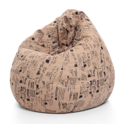 Style Homez Classic Premium Cotton Canvas Abstract Printed Bean Bag XL Size Filled with Beans Fillers