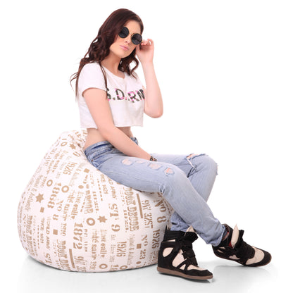 Style Homez Classic Premium Cotton Canvas Abstract Printed Bean Bag XL Size Filled with Beans Fillers