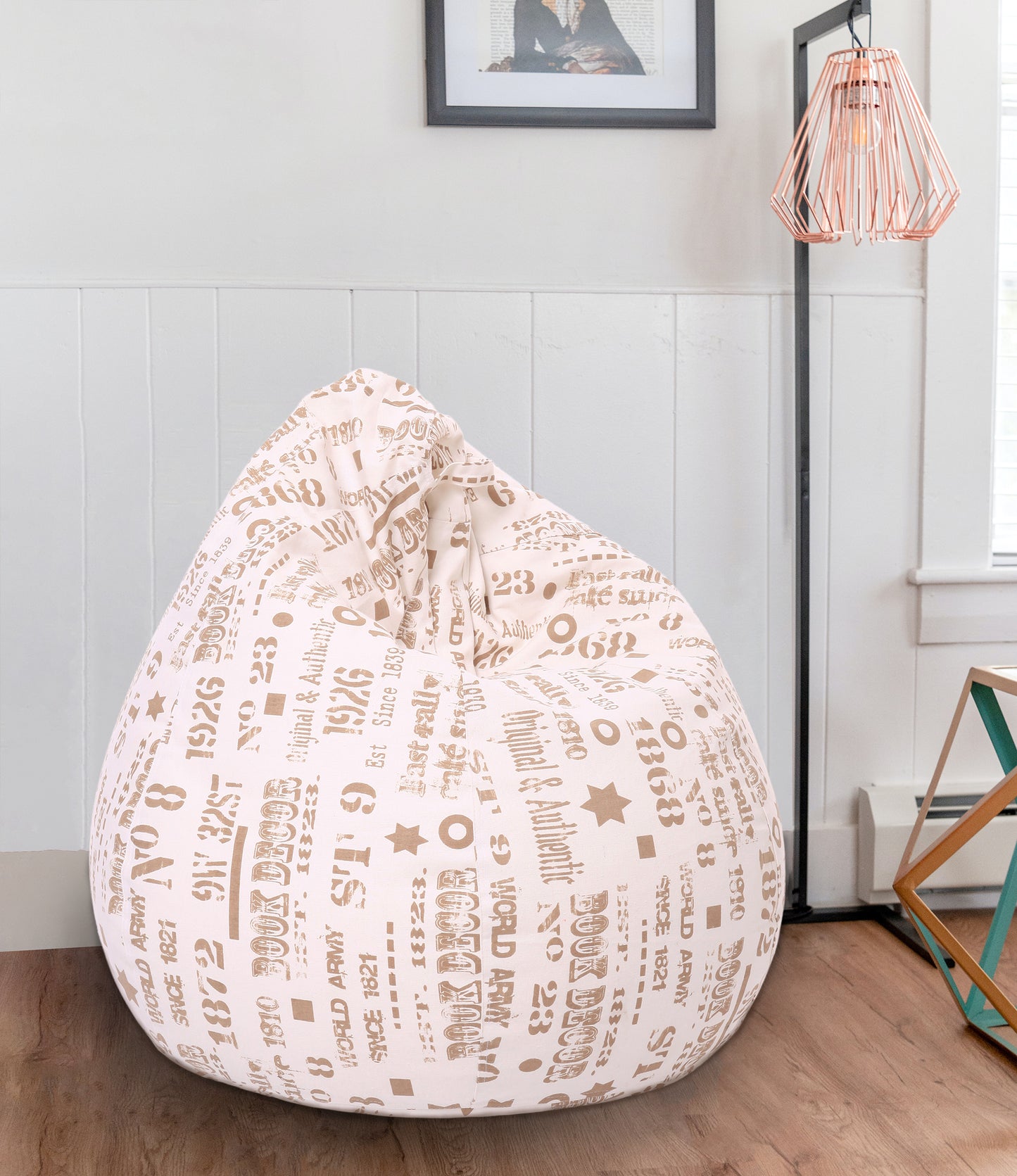 Style Homez Classic Premium Cotton Canvas Abstract Printed Bean Bag XL Size Filled with Beans Fillers