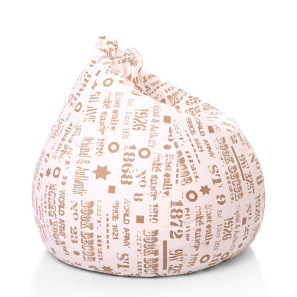 Style Homez Classic Premium Cotton Canvas Abstract Printed Bean Bag XL Size Filled with Beans Fillers