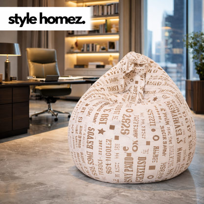 Style Homez Classic Premium Cotton Canvas Abstract Printed Bean Bag XL Size Filled with Beans Fillers