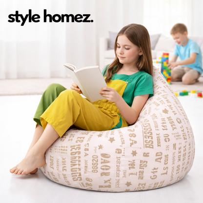 Style Homez Classic Premium Cotton Canvas Abstract Printed Bean Bag XL Size Filled with Beans Fillers