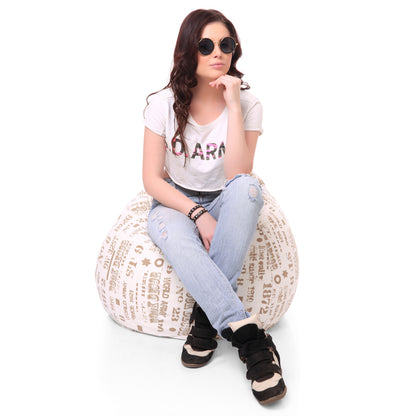 Style Homez Classic Premium Cotton Canvas Abstract Printed Bean Bag XL Size Filled with Beans Fillers