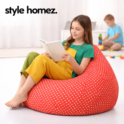 Style Homez Classic Premium Cotton Canvas Star Printed Bean Bag XL Size Filled with Beans Fillers