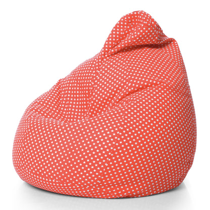 Style Homez Classic Premium Cotton Canvas Star Printed Bean Bag XL Size Filled with Beans Fillers
