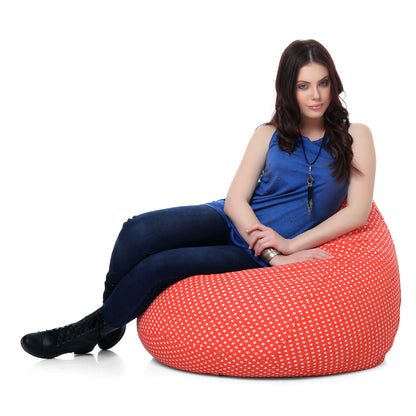 Style Homez Classic Premium Cotton Canvas Star Printed Bean Bag XL Size Filled with Beans Fillers