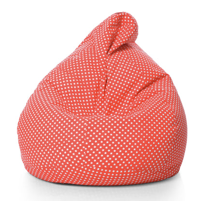 Style Homez Classic Premium Cotton Canvas Star Printed Bean Bag XL Size Filled with Beans Fillers