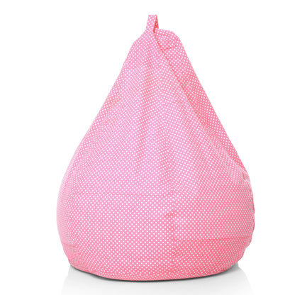 Style Homez Classic Premium Cotton Canvas Polka Dots Printed Bean Bag XL Size Filled with Beans Fillers