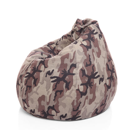 Style Homez Classic Premium Cotton Canvas Camouflage Printed Bean Bag XL Size Filled with Beans Fillers