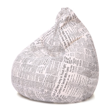 Style Homez Classic Premium Cotton Canvas Newspaper Printed Bean Bag XL Size Filled with Beans Fillers