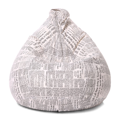 Style Homez Classic Premium Cotton Canvas Newspaper Printed Bean Bag XL Size Filled with Beans Fillers