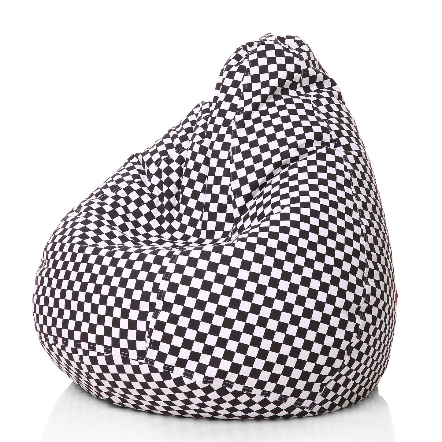Style Homez Classic Premium Cotton Canvas Checkered Printed Bean Bag XL Size Filled with Beans Fillers