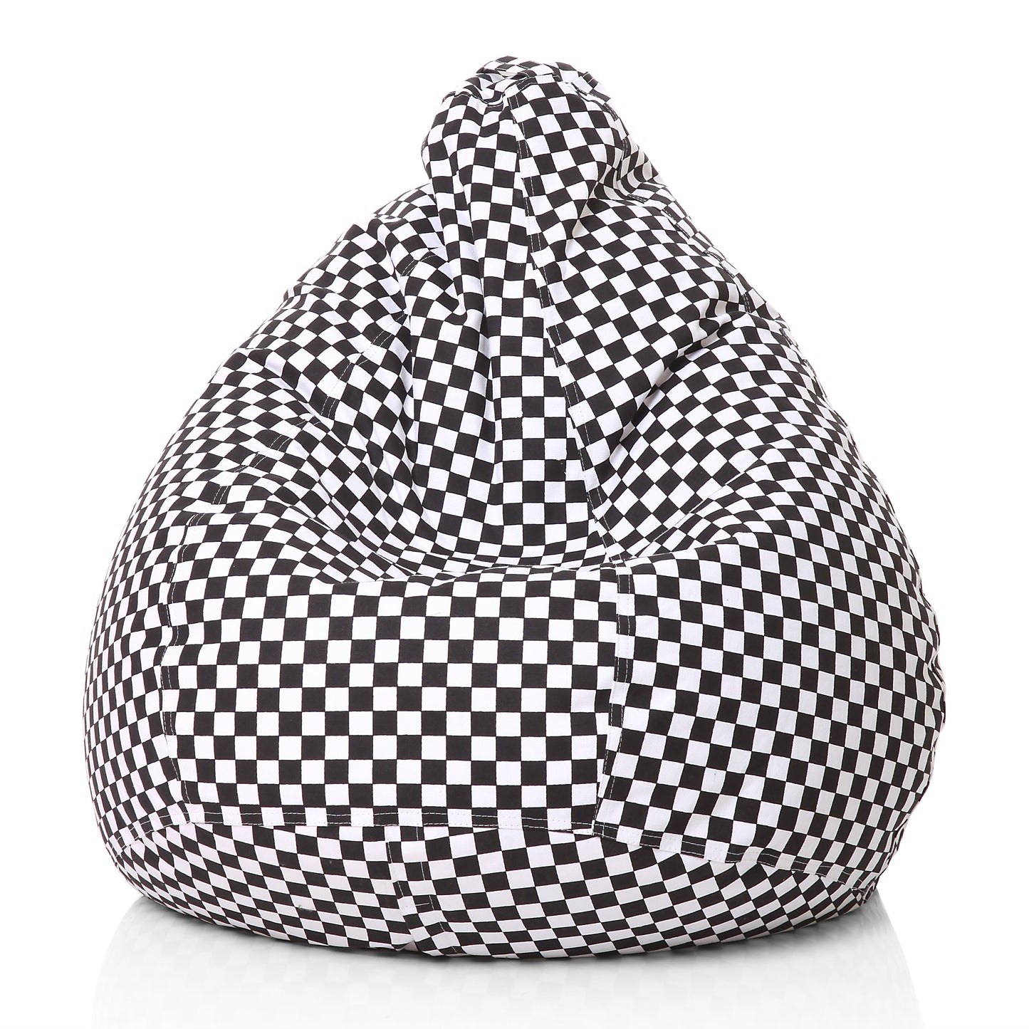 Style Homez Classic Premium Cotton Canvas Checkered Printed Bean Bag XL Size Filled with Beans Fillers