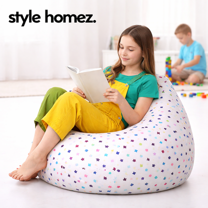 Style Homez Classic Premium Cotton Canvas Star Printed Bean Bag XL Size Filled with Beans Fillers