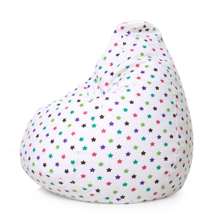 Style Homez Classic Premium Cotton Canvas Star Printed Bean Bag XL Size Filled with Beans Fillers