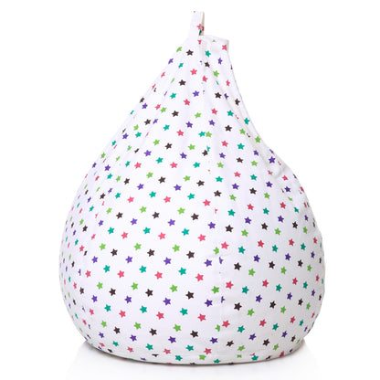 Style Homez Classic Premium Cotton Canvas Star Printed Bean Bag XL Size Filled with Beans Fillers
