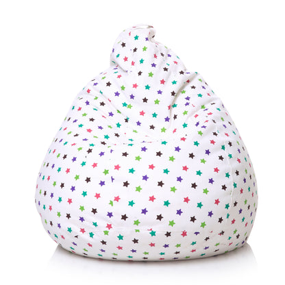 Style Homez Classic Premium Cotton Canvas Star Printed Bean Bag XL Size Filled with Beans Fillers