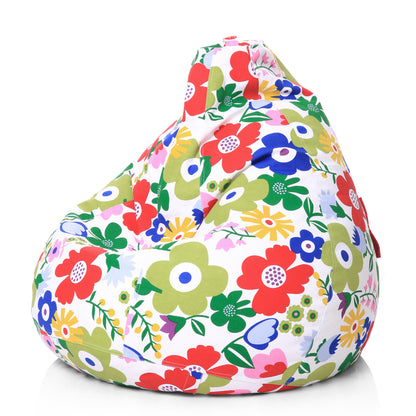 Style Homez Classic Premium Cotton Canvas Floral Printed Bean Bag XL Size Filled with Beans Fillers