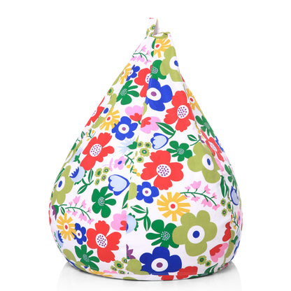 Style Homez Classic Premium Cotton Canvas Floral Printed Bean Bag XL Size Filled with Beans Fillers