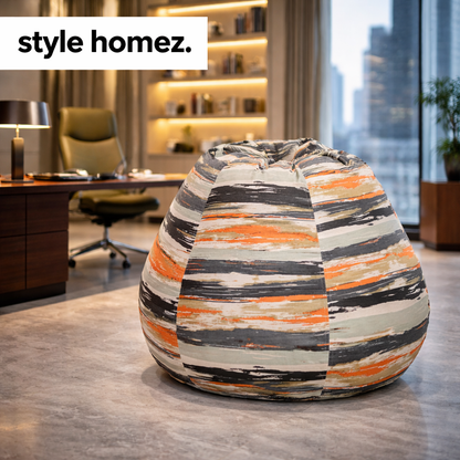 Style Homez Classic Premium Cotton Canvas Stripes Printed Bean Bag XL Size Filled with Beans Fillers