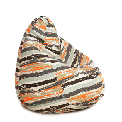 Style Homez Classic Premium Cotton Canvas Stripes Printed Bean Bag XL Size Filled with Beans Fillers